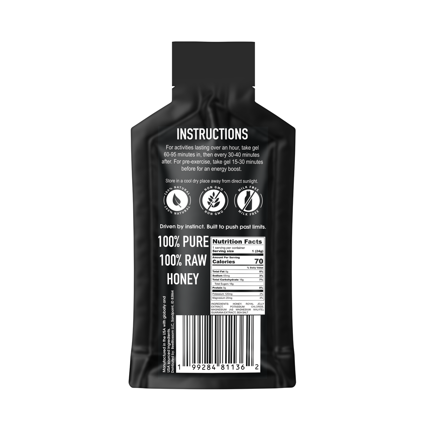 HONEY ENERGY GELS 50mg Caffeine w Royal Jelly